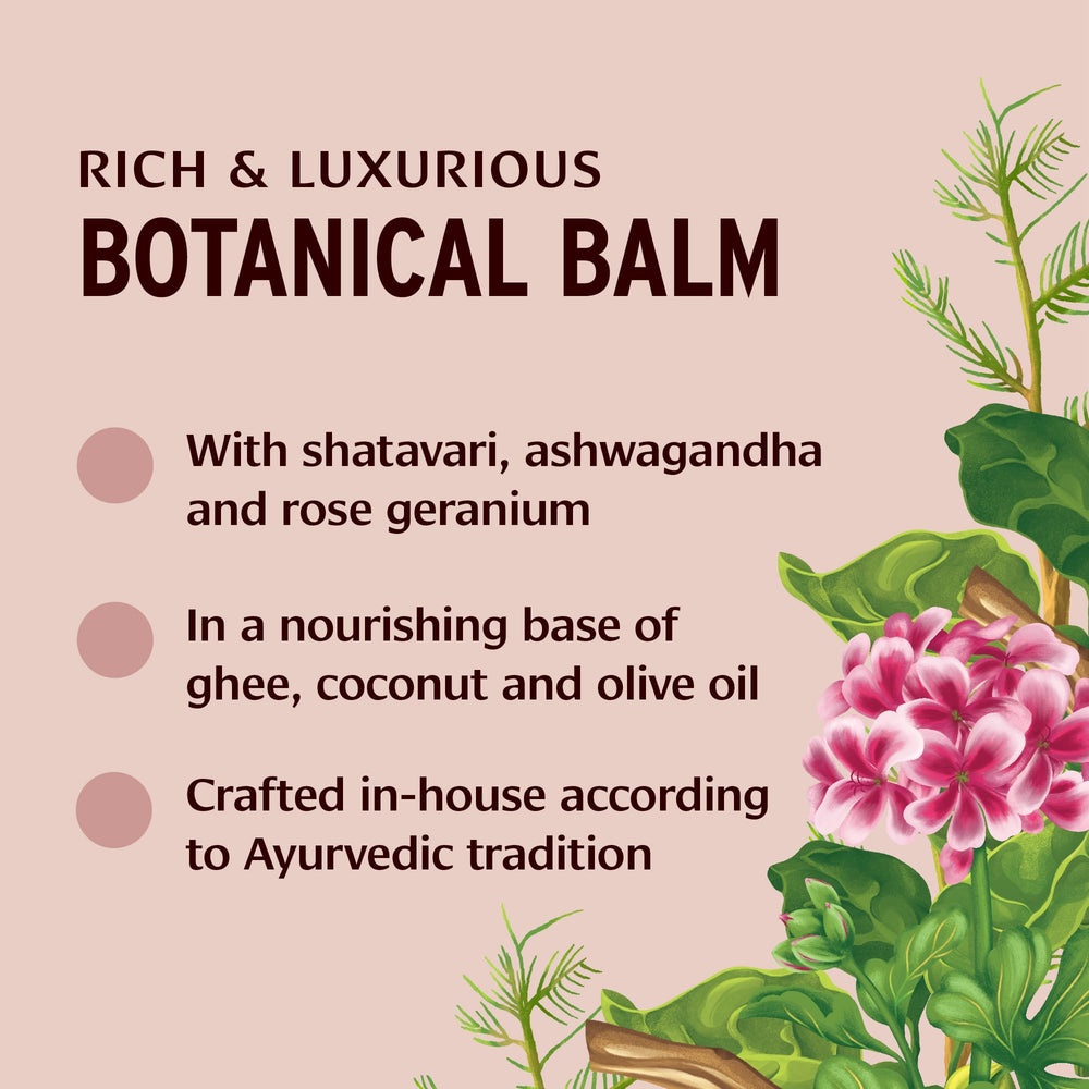 Banyan Botanicals Beauty Balm applied to hands and face for nourishing moisture.