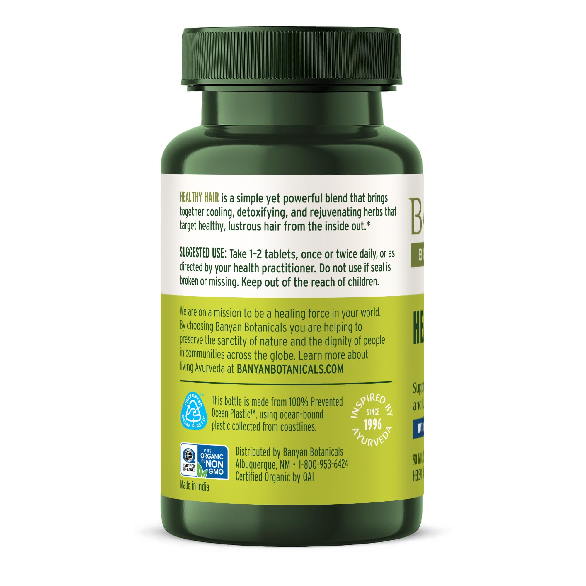 Banyan Botanicals product with third-party testing seal for quality.