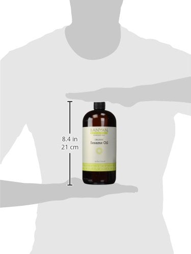 Banyan Botanicals sesame oil face cleansing application for clear skin.