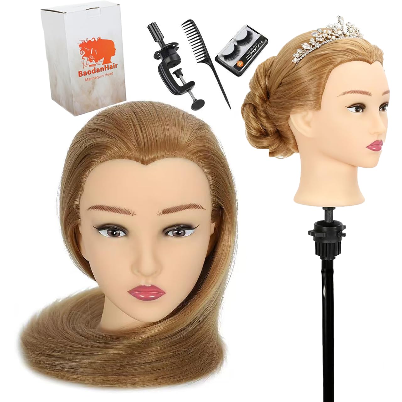 BaodanHair blonde mannequin head with full-volume hair for braiding practice