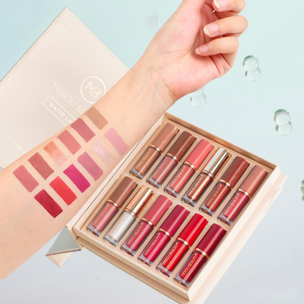 Baorder matte glitter lip gloss closeup reveals shimmering texture for statement looks.