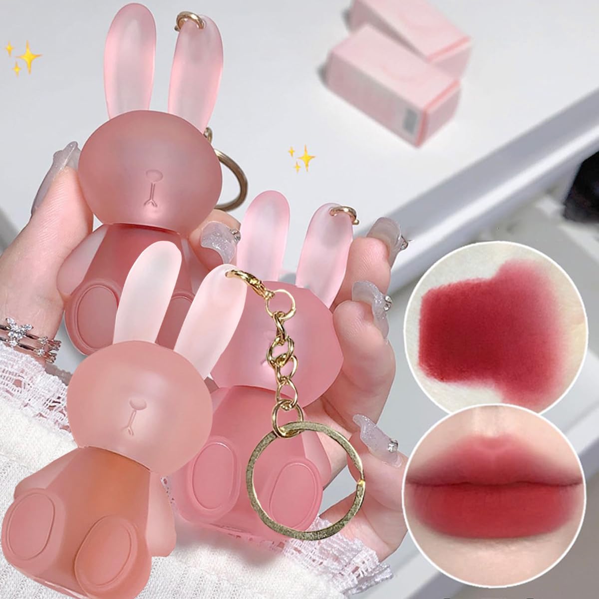Baorder rabbit lipstick keychain on-the-go accessory for quick lip color touch-ups.