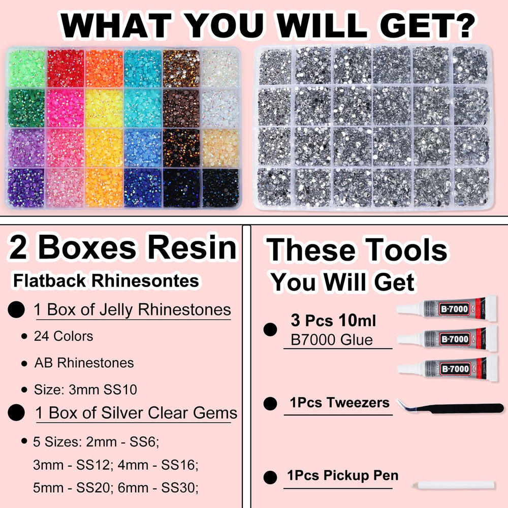BAOYAALIN 3mm jelly rhinestones add vibrant color accents to designs