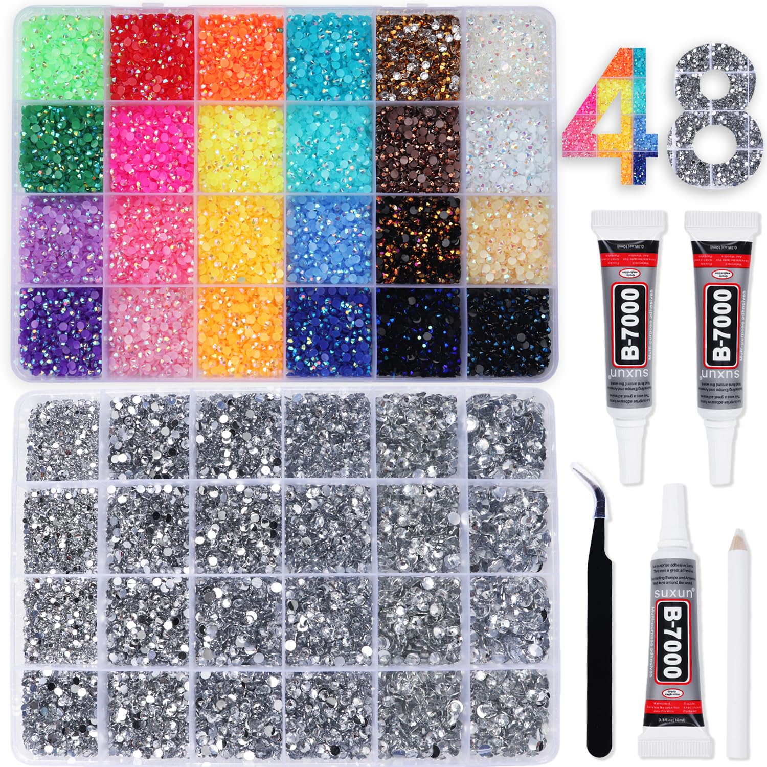 BAOYAALIN bedazzling kit two boxes of rhinestones spark DIY sparkle on crafts