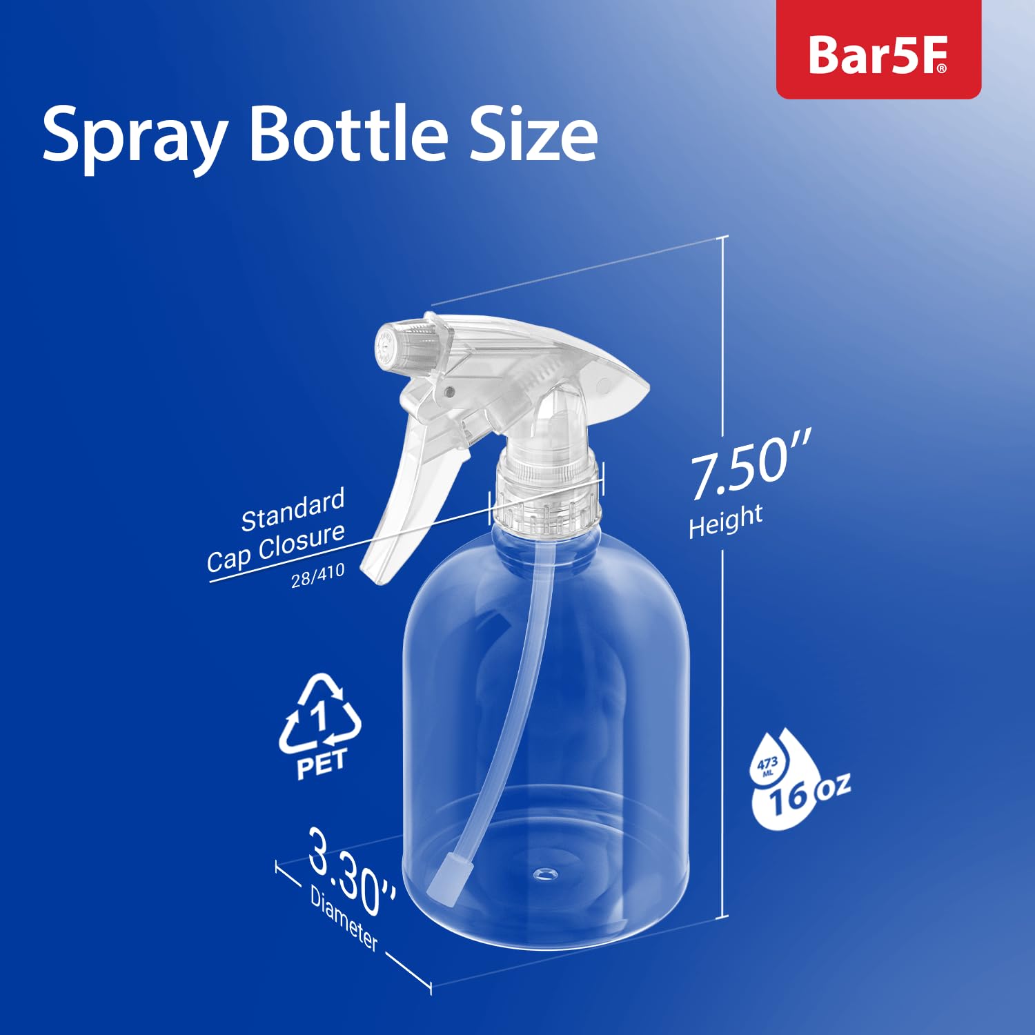 Bar5F 16oz clear bottle is refillable for versatile home tasks.
