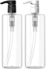 Bar5F 16oz clear-lotion-bottle with pump open for easy dispensing.