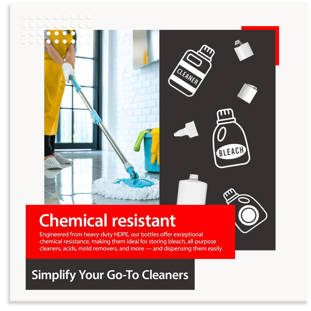 Bar5F bottle designed for safe storage of bleach and cleaners with durable construction.
