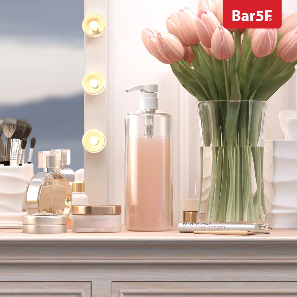 Bar5F crystal-clear pump bottle highlights contents for visibility