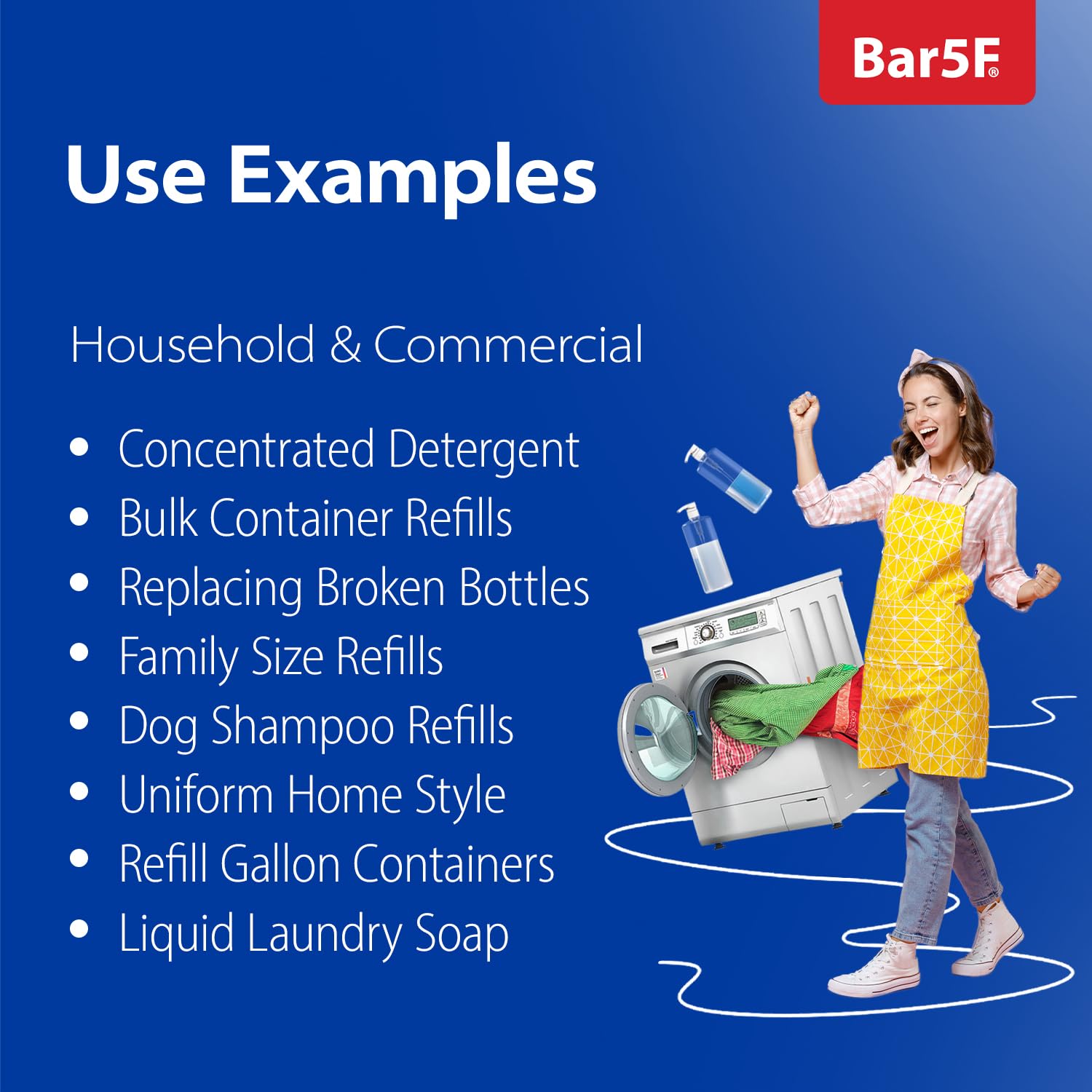 Bar5F bottle with 3-inch diameter fits standard shelves