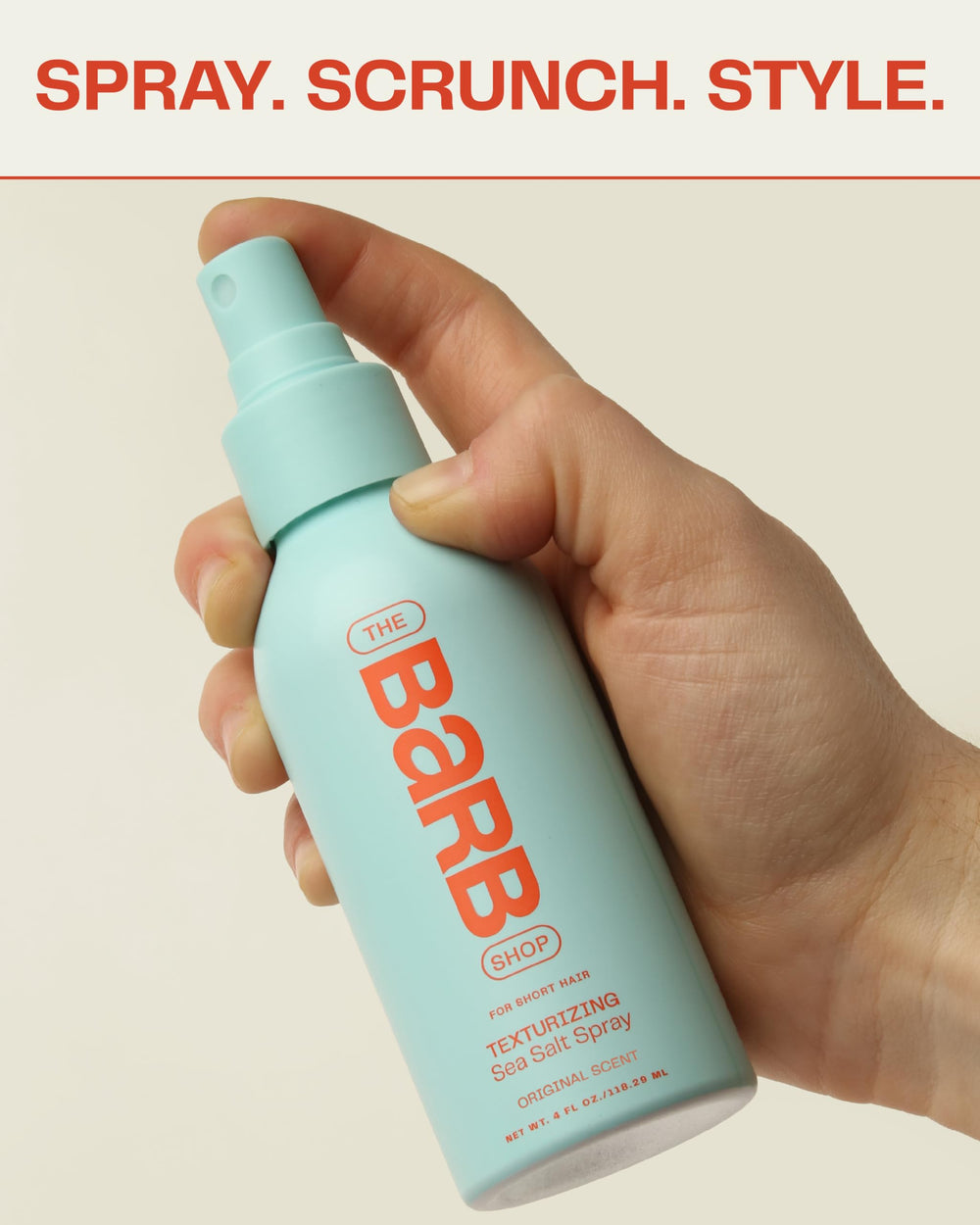 Barb Sea Salt Spray soft-matte-finish shot demonstrates non-crunch texture.