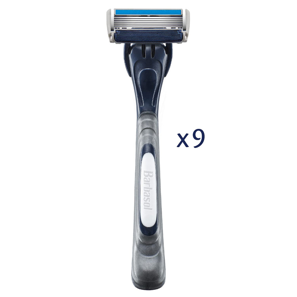 Barbasol Ultra 6 Plus open flow blades enable easy cleaning and longer blade life.