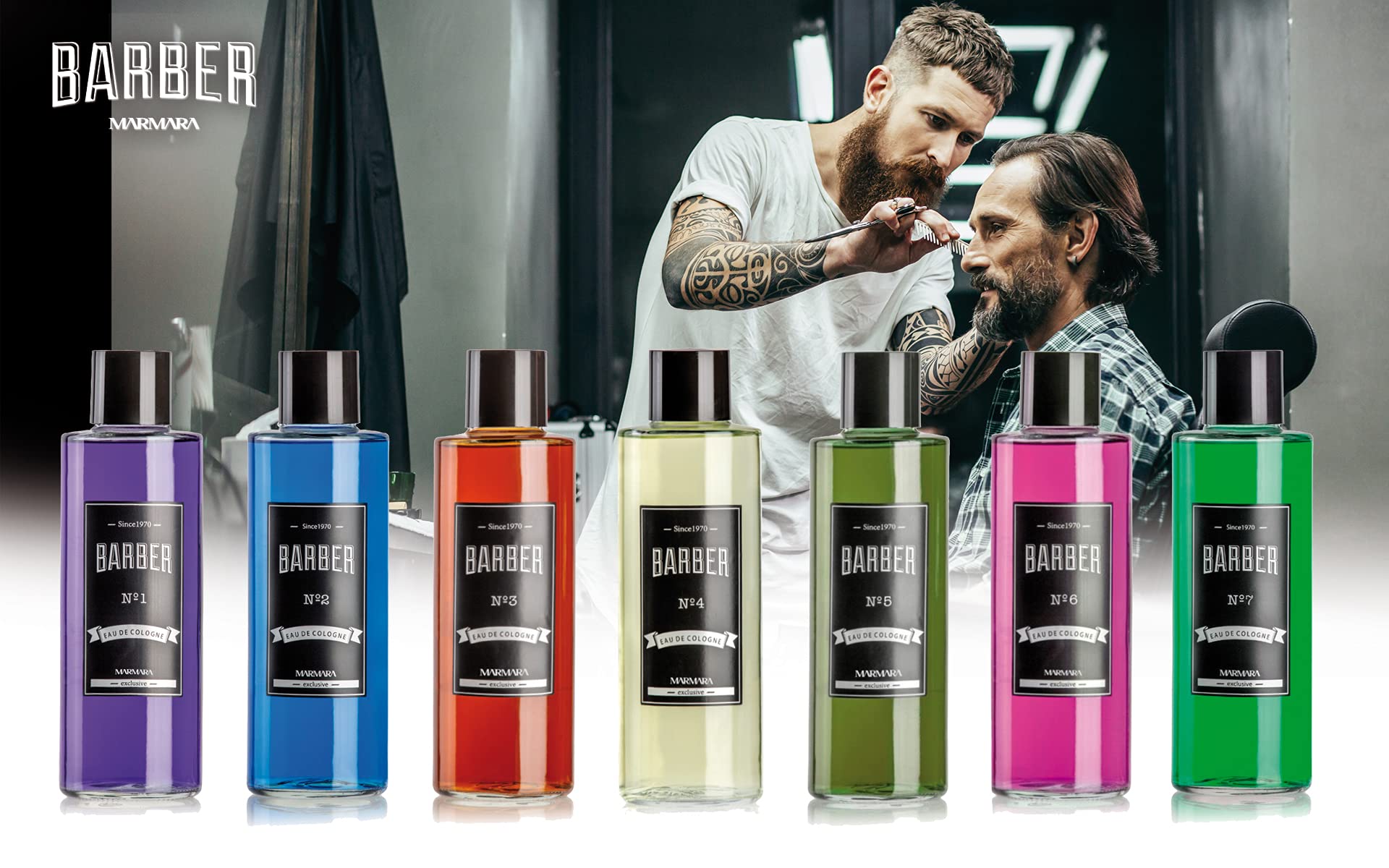 Marmara Barber Cologne in a barbershop scene suggesting after-shave ritual
