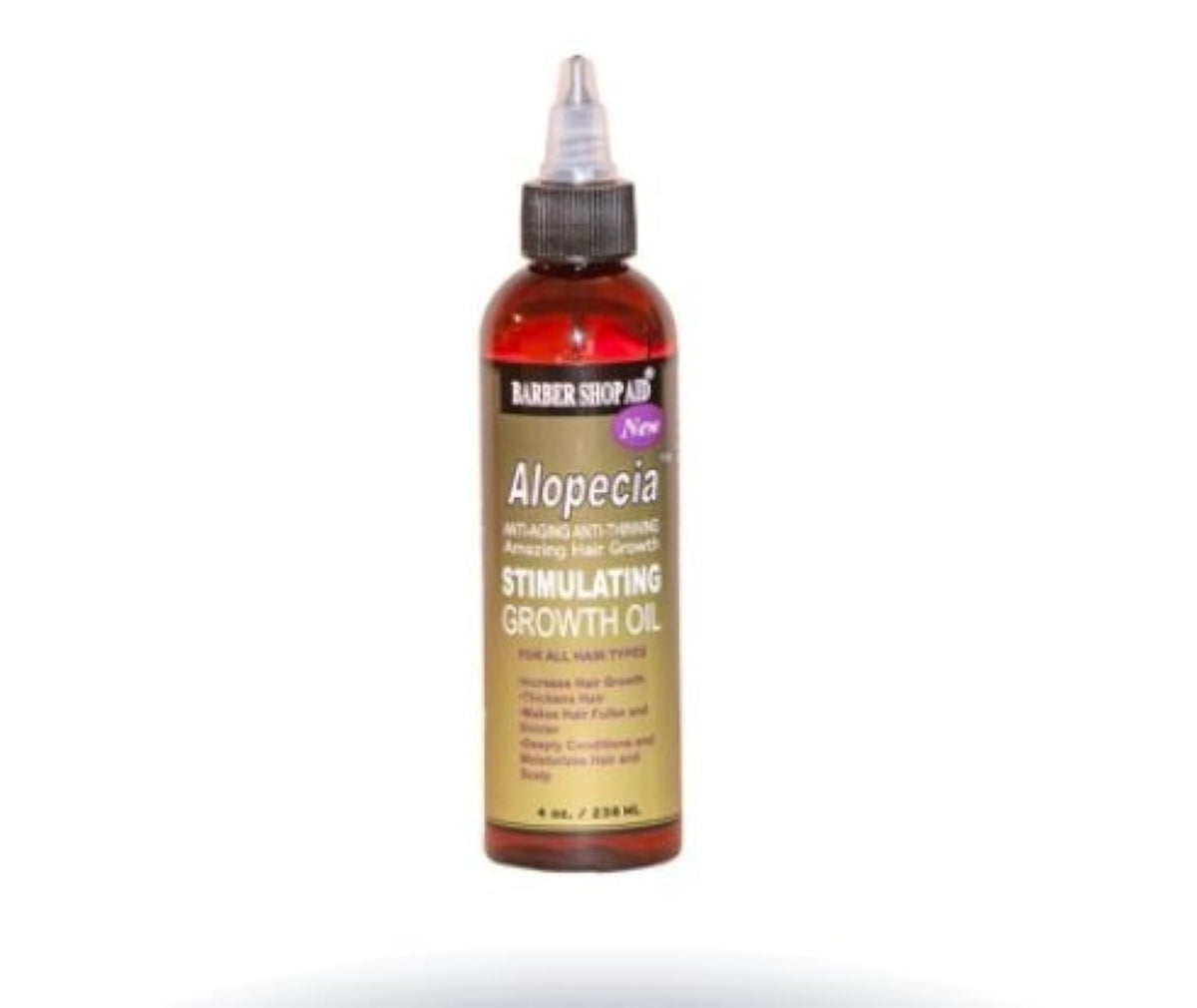 Barber Shop Aid stimulating hair growth oil bottle supporting scalp nourishment and potential hair vitality