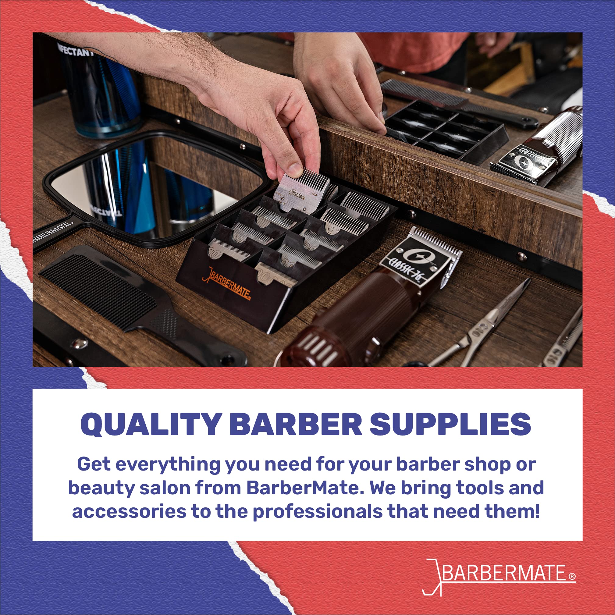 BarberMate blade rack easy-clean design supports quick maintenance after service.