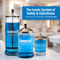 BARBICIDE easy-grip handle supports controlled lifting during disinfection.