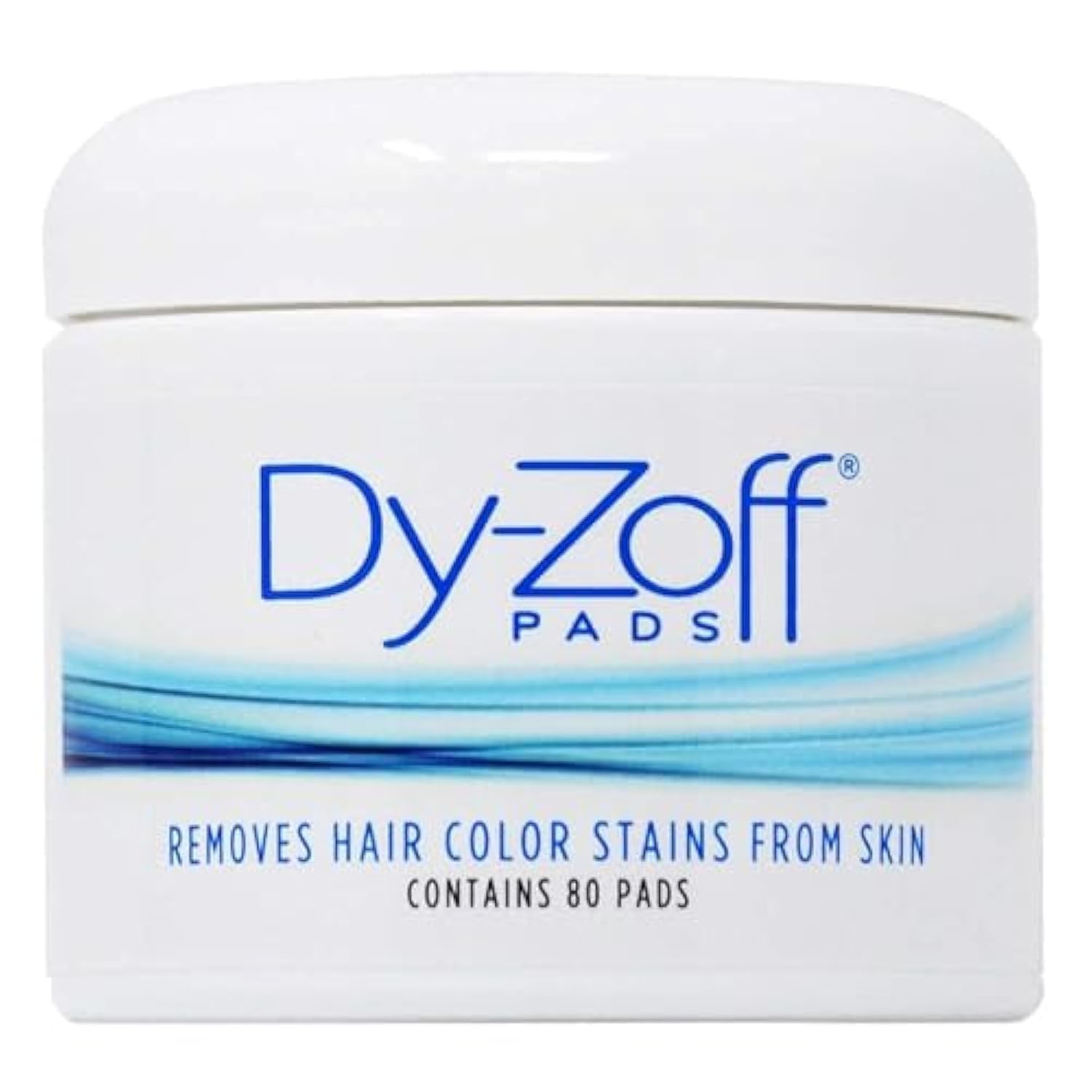Barbicide King Research Dy-Zoff Pads jar closeup demonstrating instant stain removal for skin.