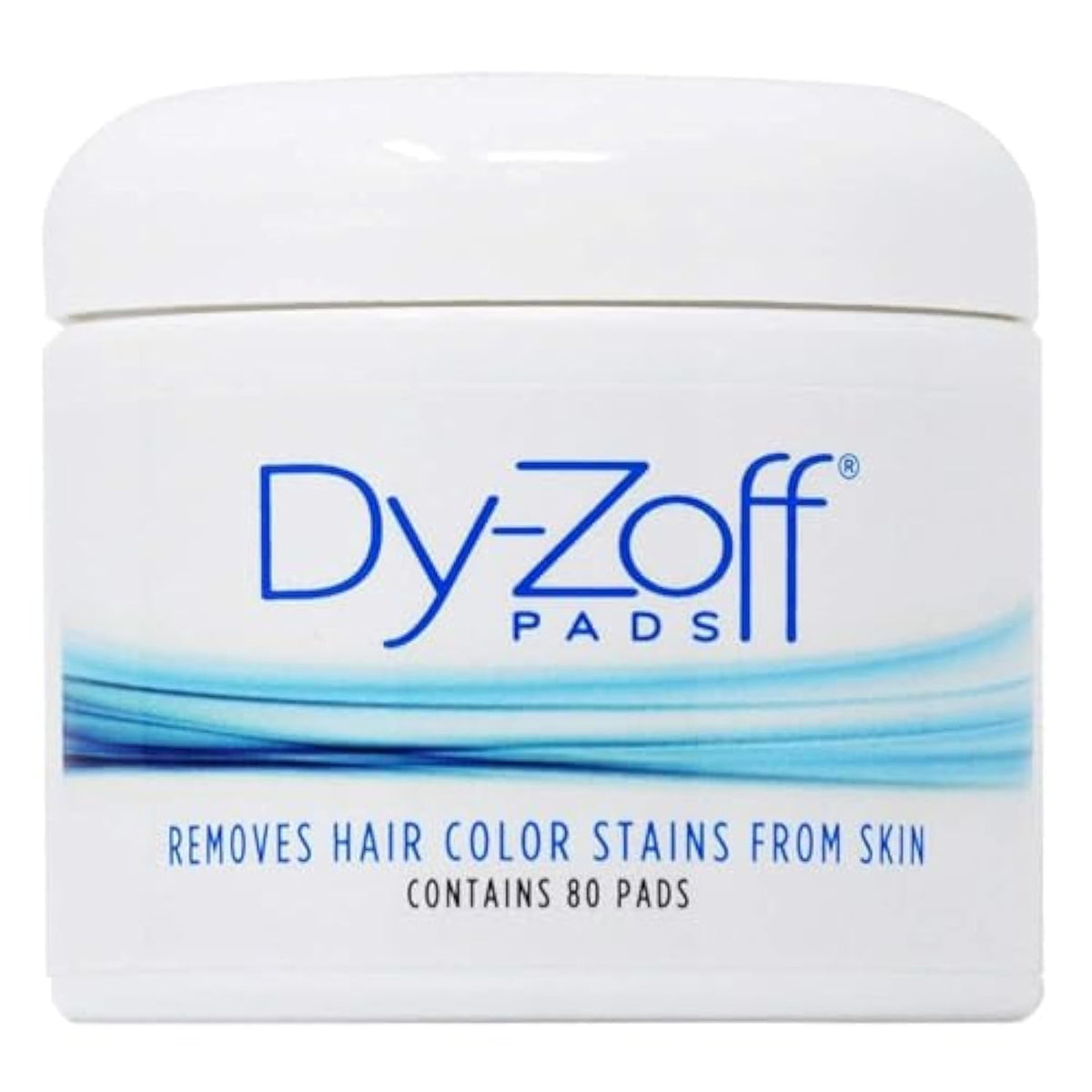 Barbicide King Research Dy-Zoff Pads jar closeup demonstrating instant stain removal for skin.