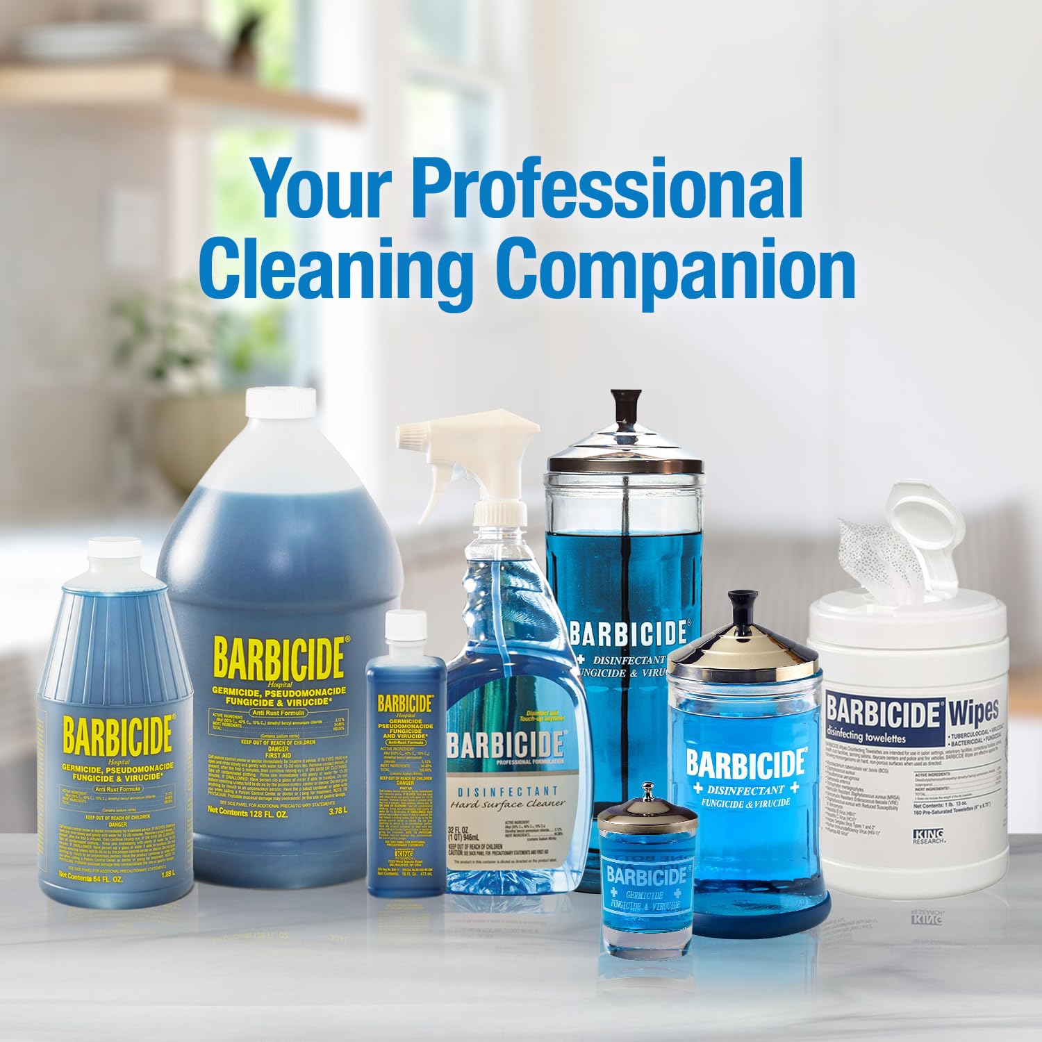 BARBICIDE removable strainer basket enables quick tool cleaning.