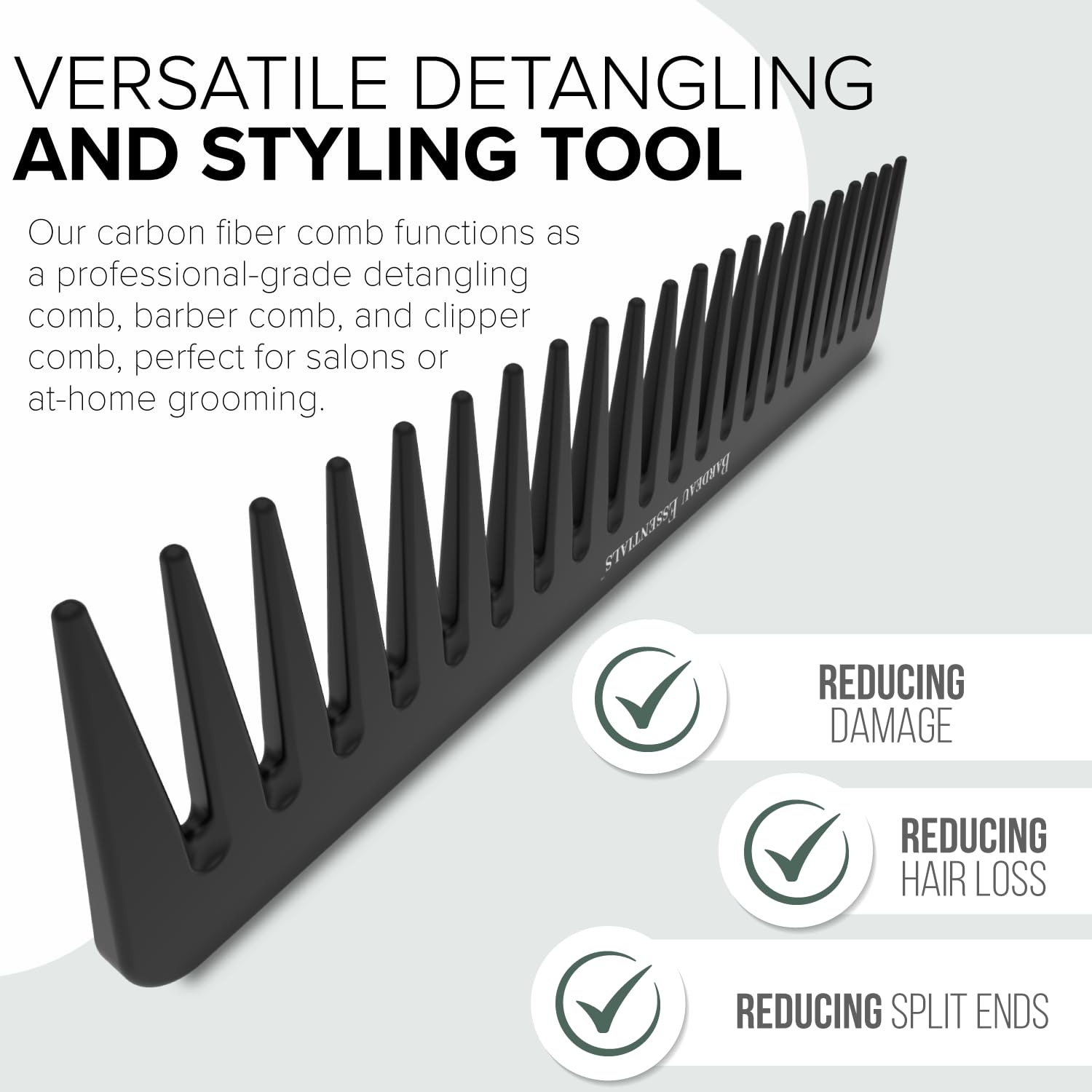 Bardeau Essentials beard grooming wide-tooth comb enables easy beard detangling and shaping.
