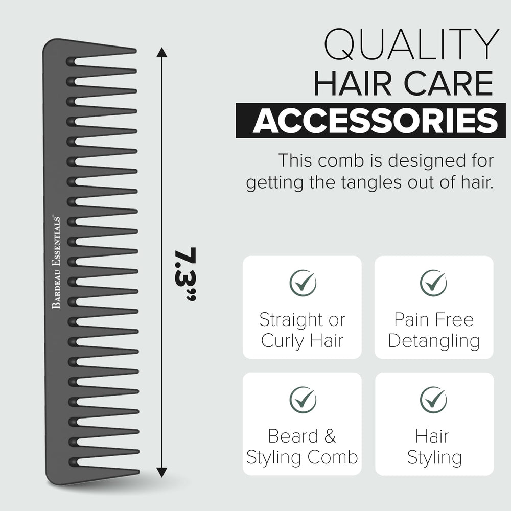 Bardeau Essentials carbon-fiber comb demonstrates heat-resistant design for precision styling.