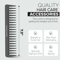 Bardeau Essentials carbon-fiber comb demonstrates heat-resistant design for precision styling.