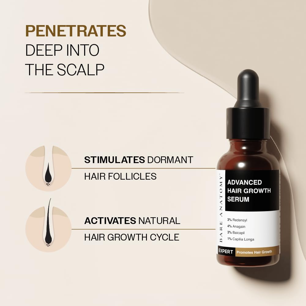 Bare Anatomy Advanced Hair Growth Serum application on scalp for even distribution