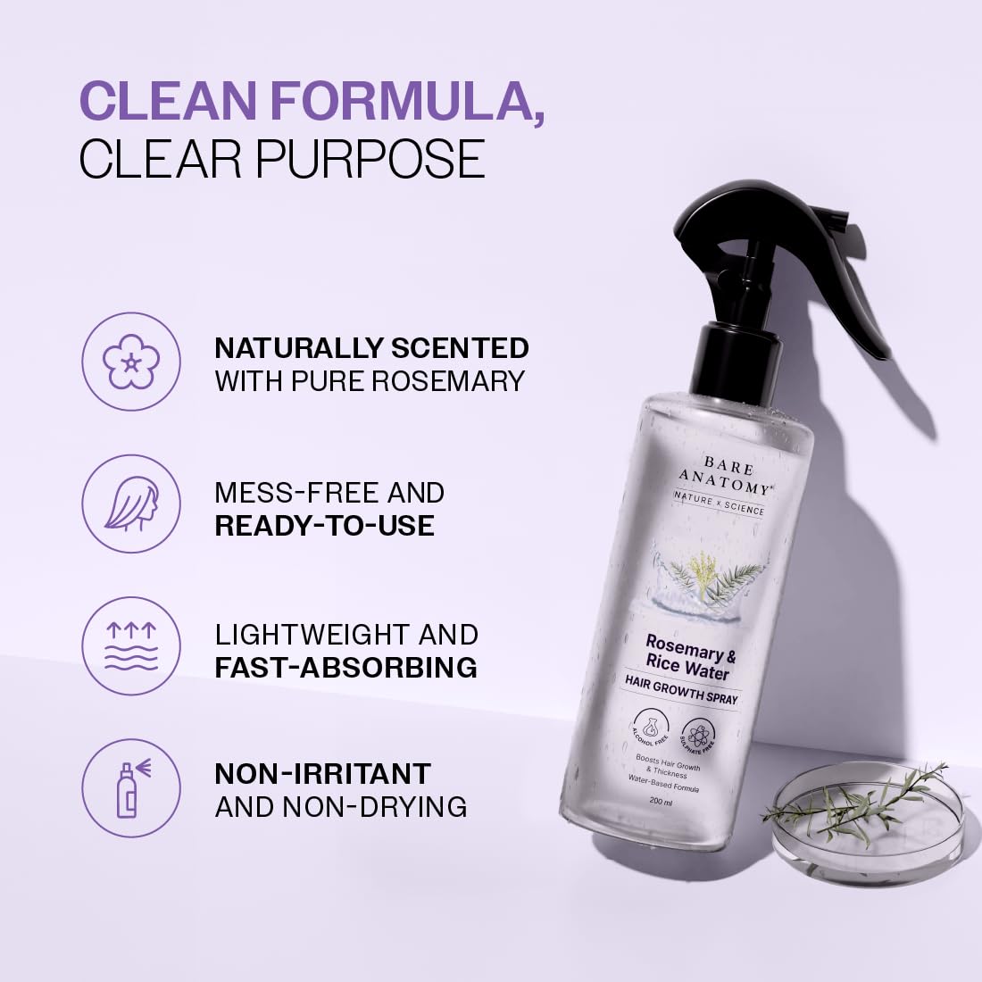 Bare Anatomy bottle in hand showing 200ml size for travel and daily use