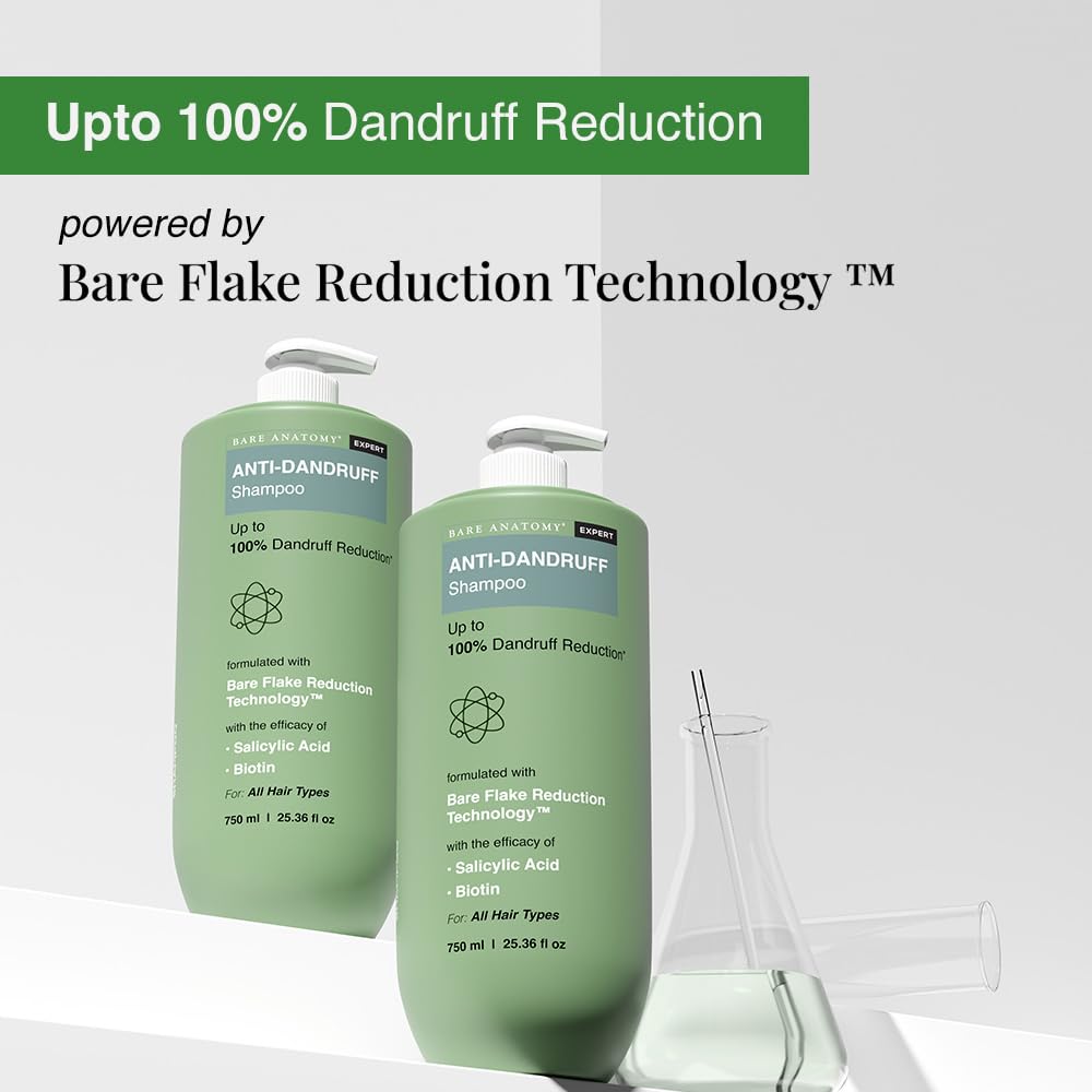Bare Anatomy Expert anti-dandruff shampoo lather close-up demonstrates gentle exfoliation.