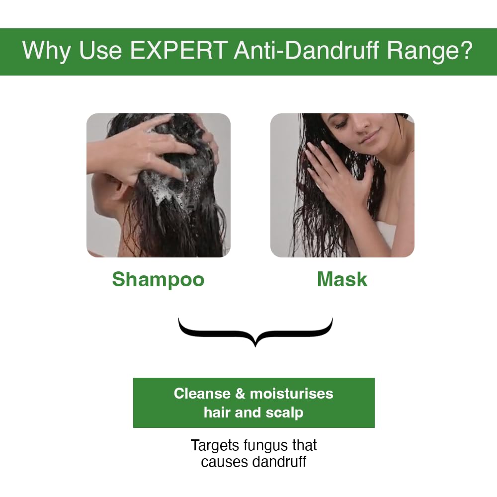Bare Anatomy Expert anti-dandruff shampoo scalp demo suggests flake reduction potential.