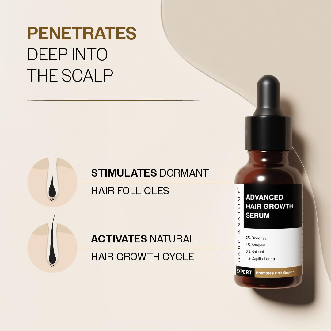 Bare Anatomy Serum se aplica diariamente para cuidar el cuero cabelludo