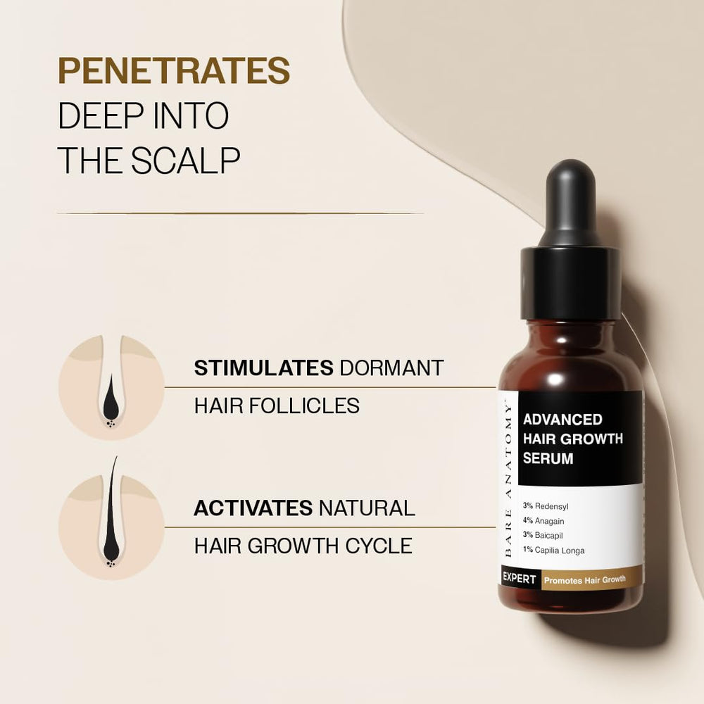 Bare Anatomy Serum se aplica diariamente para cuidar el cuero cabelludo