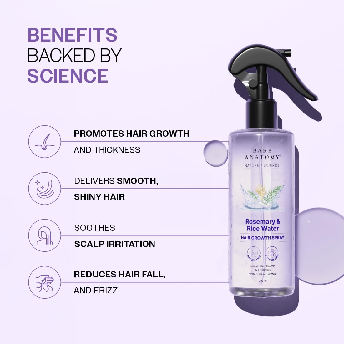 Bare Anatomy rice water texture droplets highlighting lightweight absorption