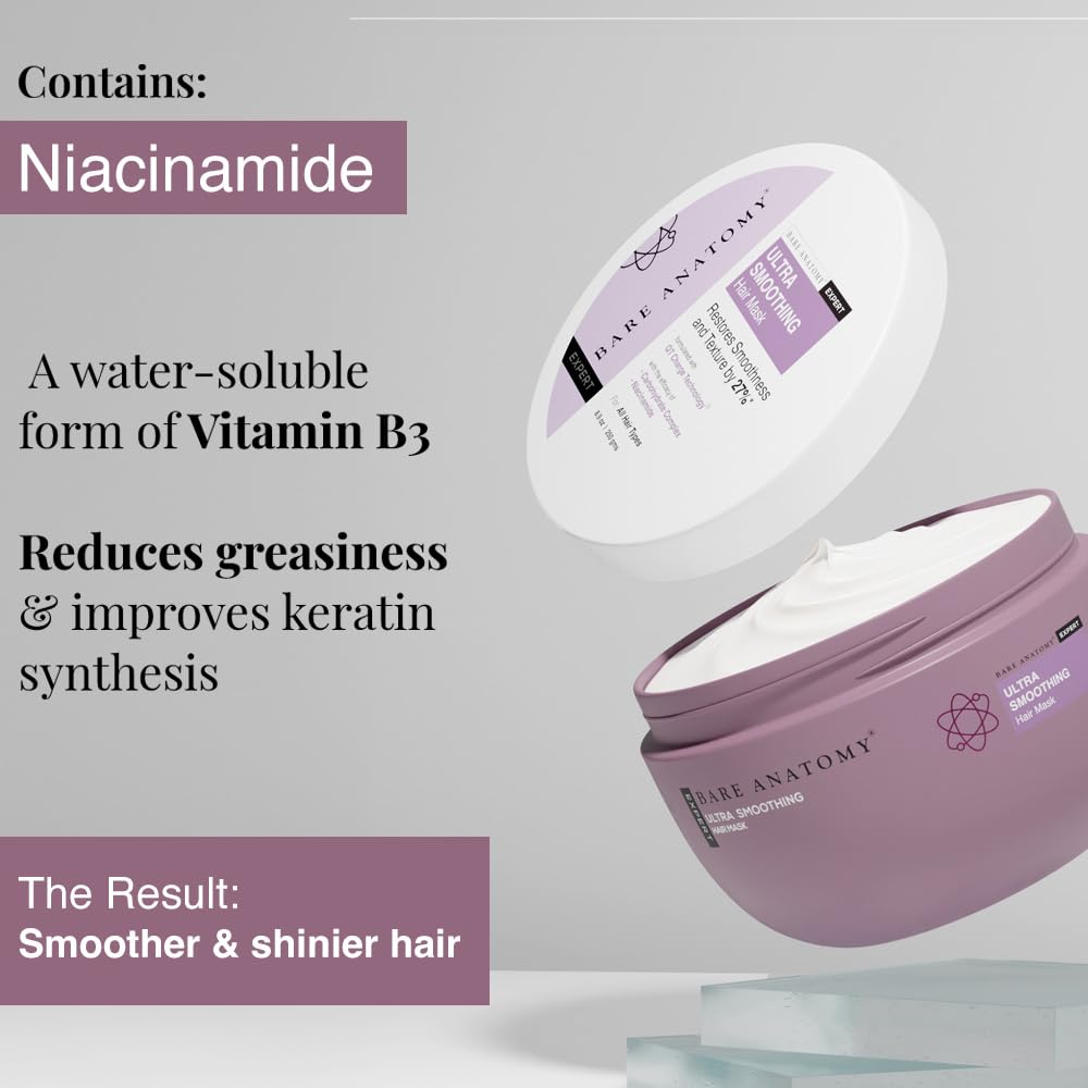 Bare Anatomy Ultra Smoothing Hair Mask after use with smooth, frizz-controlled hair