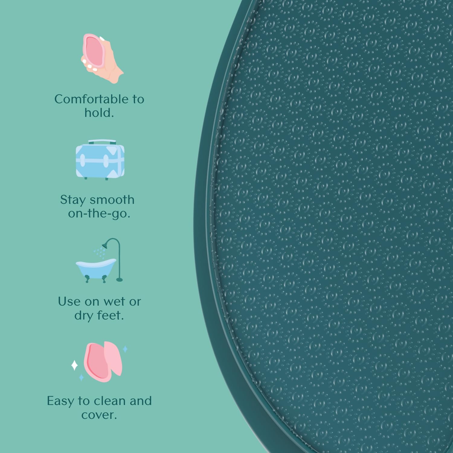 Bare August foot scrubber teal in shower for spa-like cleansing and smoother skin