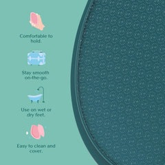 Bare August foot scrubber teal in shower for spa-like cleansing and smoother skin