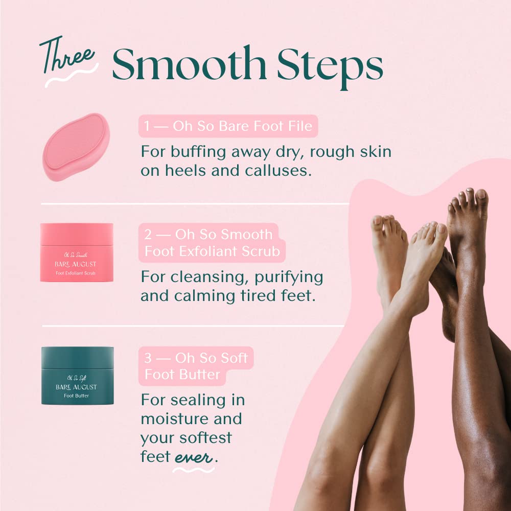 Bare August in-shower foot scrubber for convenient self-care during showers.