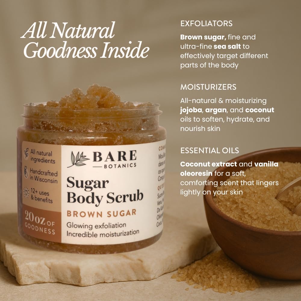 Bare Botanics scrub wooden spoon with jar for a gift-ready pampering routine.