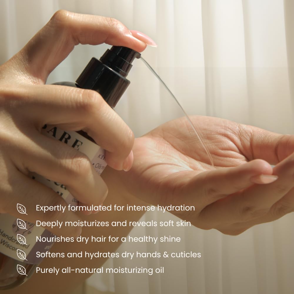 Bare Botanics unscented body oil for hair, nails, and skin.