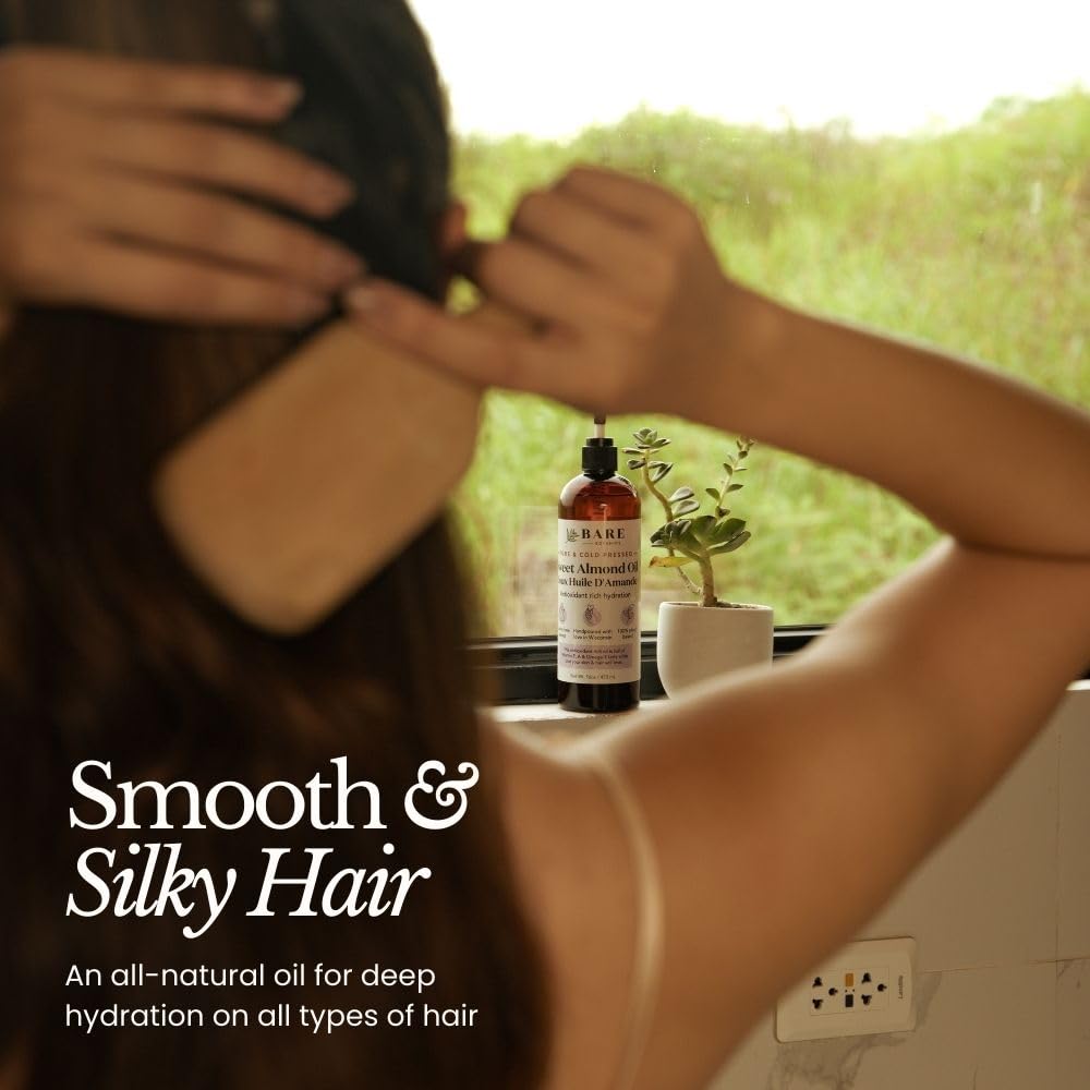 Bare Botanics body-application almond oil for daily moisturization and soft skin.