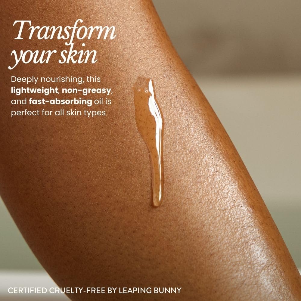 Bare Botanics pump-dispensing almond oil for clean, controlled application.