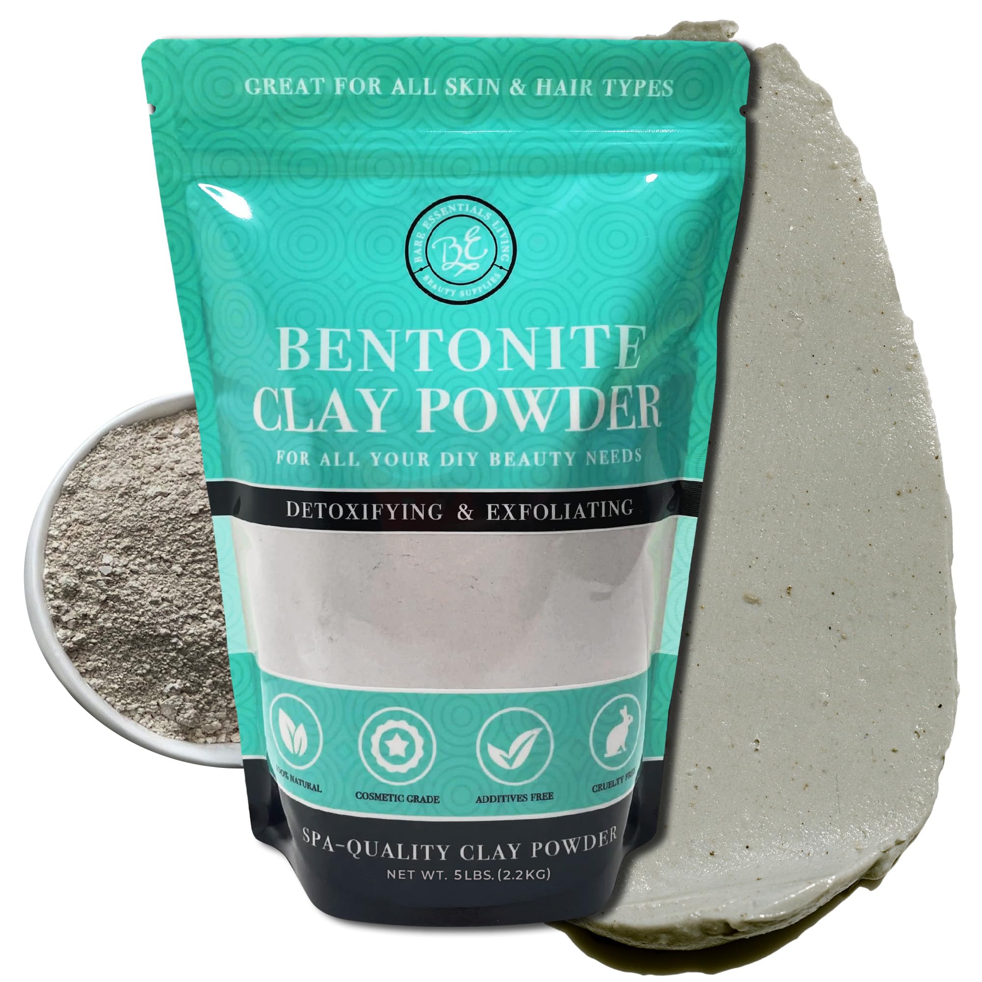 Bare Essentials Living Bentonite clay powder packaging ready for detox routines.