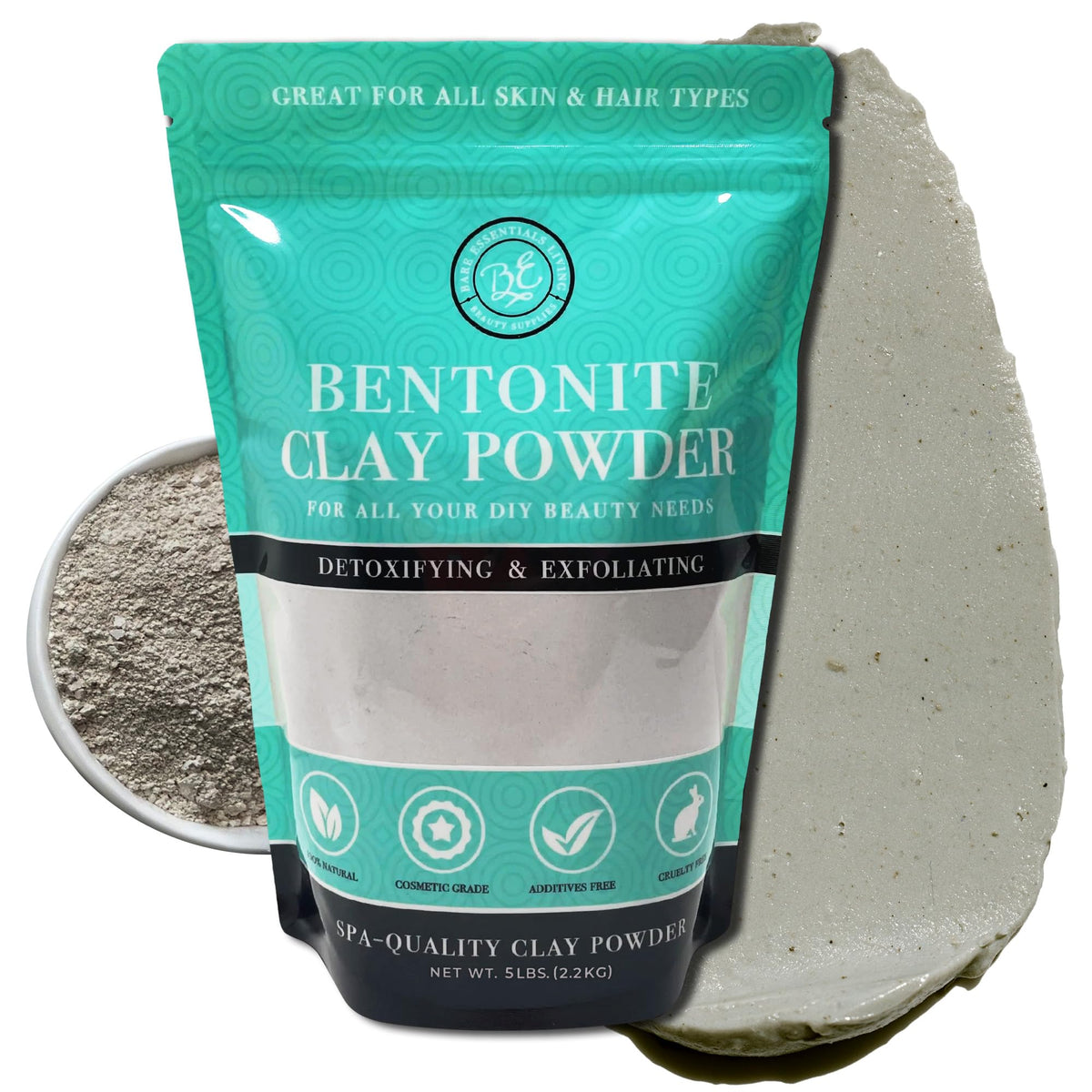 Bare Essentials Living Bentonite clay powder packaging ready for detox routines.