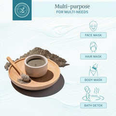 Texture close-up of Bare Essentials Living Bentonite clay powder for easy mixing.