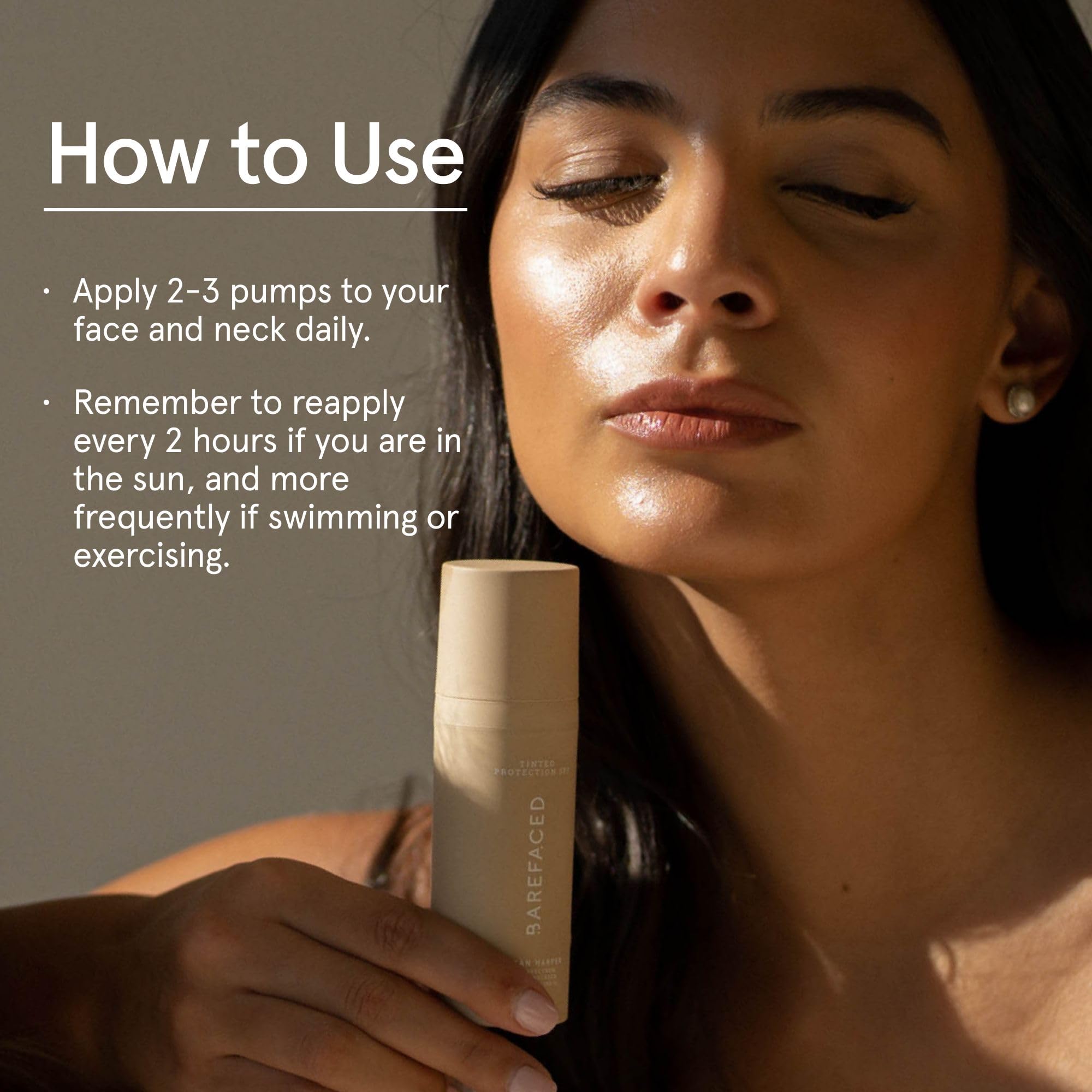 Barefaced micronized zinc oxide detail explains even application.