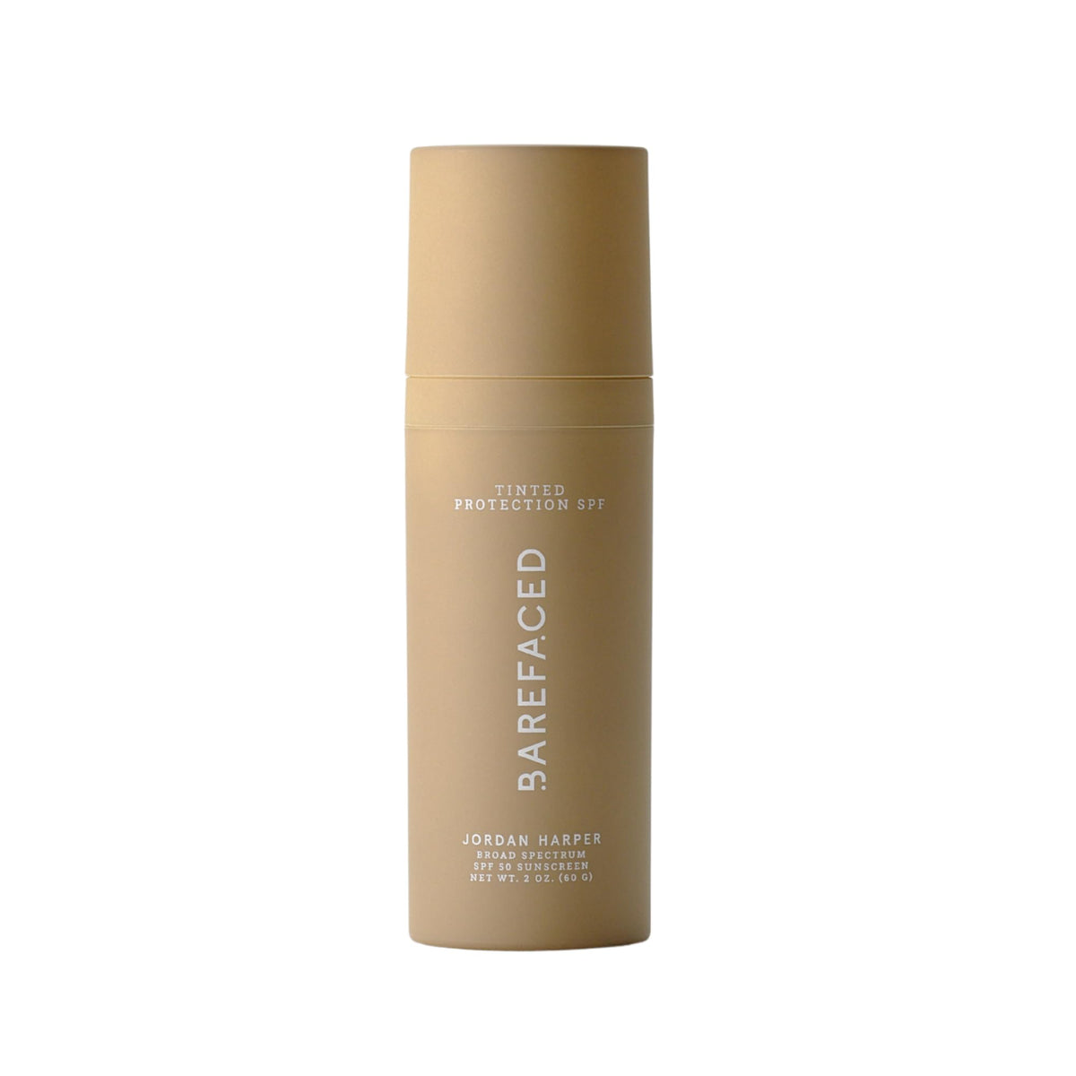 Barefaced Tinted Protection SPF 50+ bottle shows weightless, oil-free coverage.