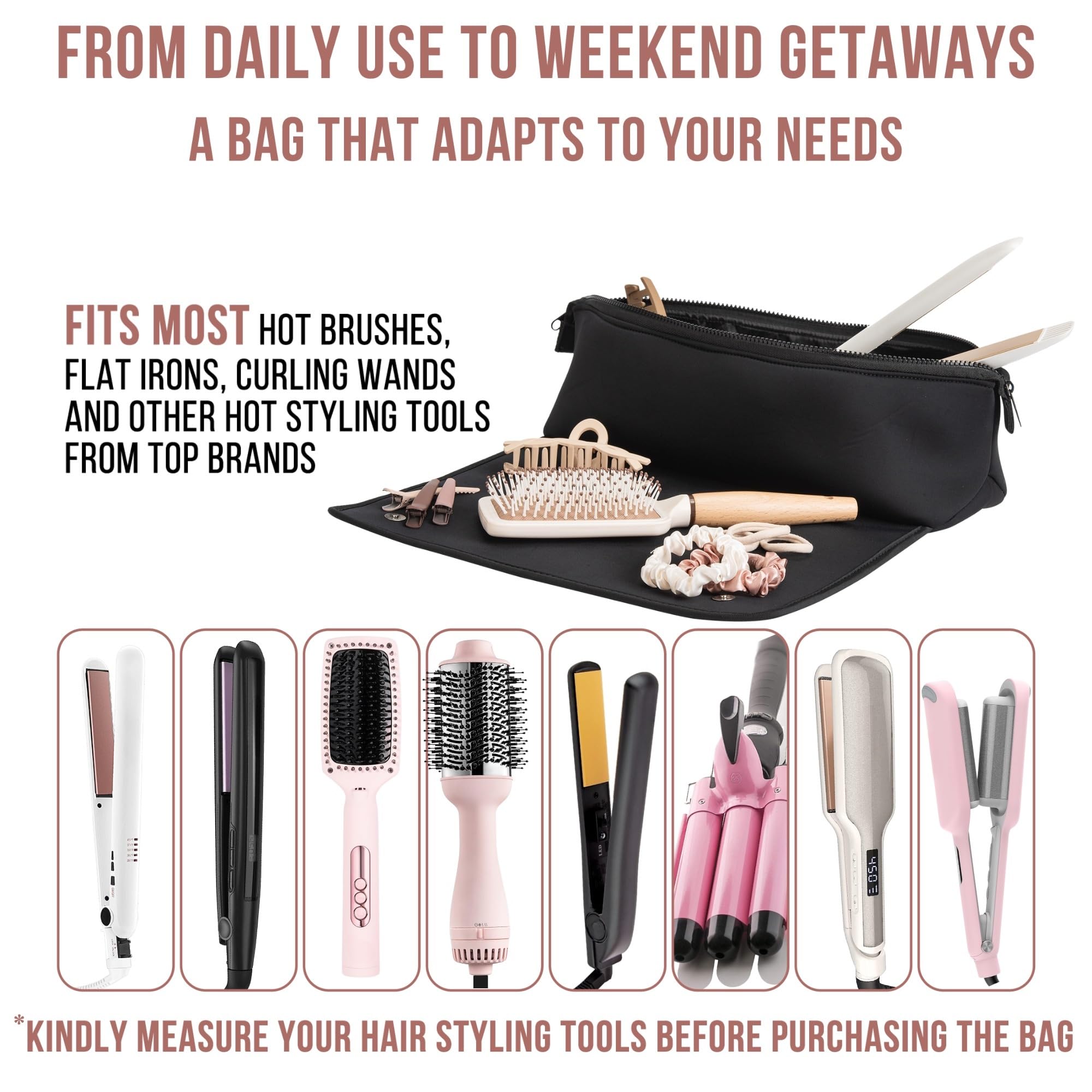 Barefoot Caribou 2-in-1 hair tool holder doubles as a heat mat for hot tools.