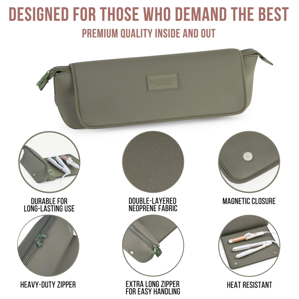 Barefoot Caribou Hair Tools Travel Bag magnet closure secures contents during transport