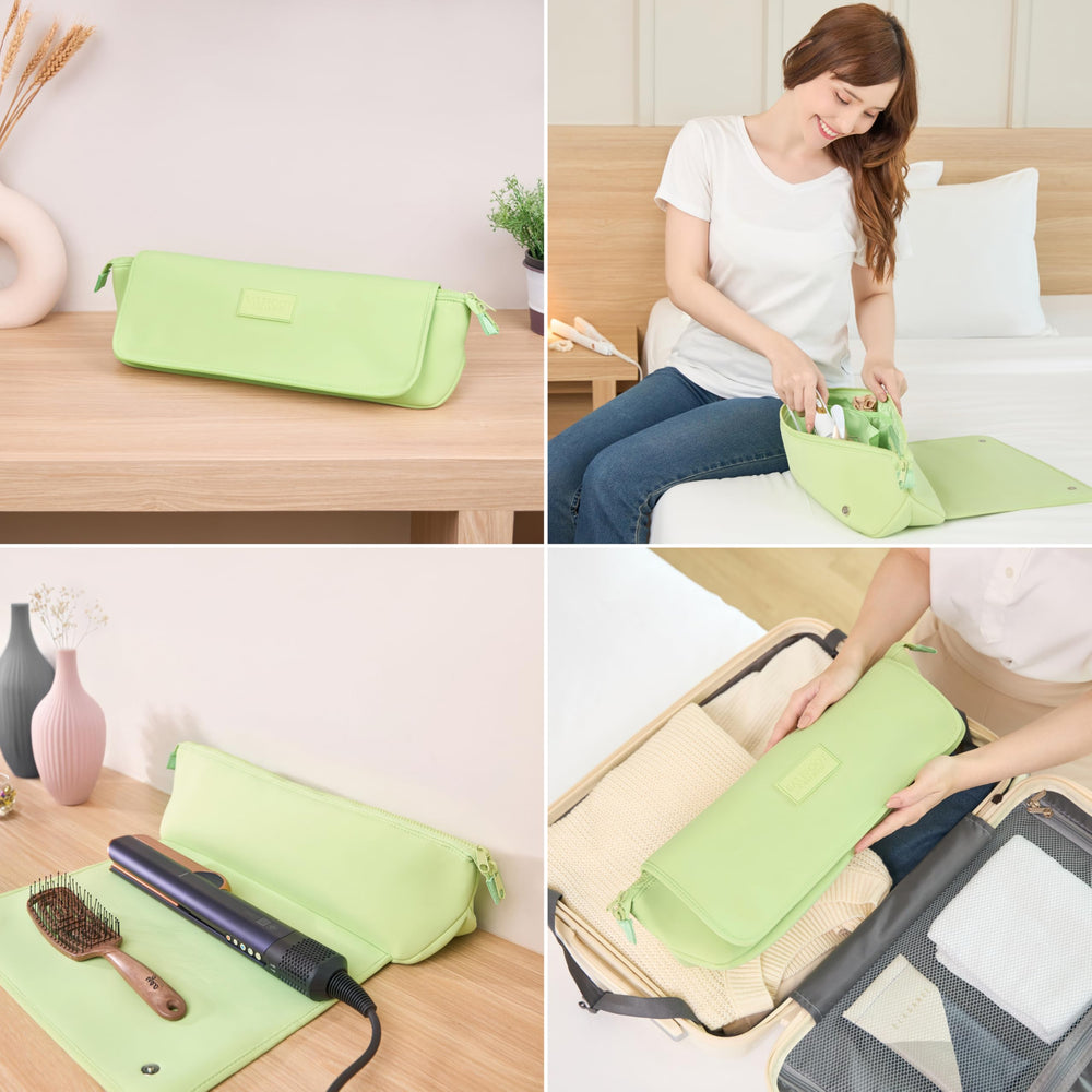 Barefoot Caribou heat-resistant mat with flatiron ready for safe tool setting