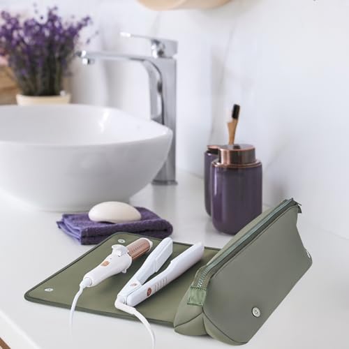 Barefoot Caribou Olive color product shot highlights portable styling kit in one place