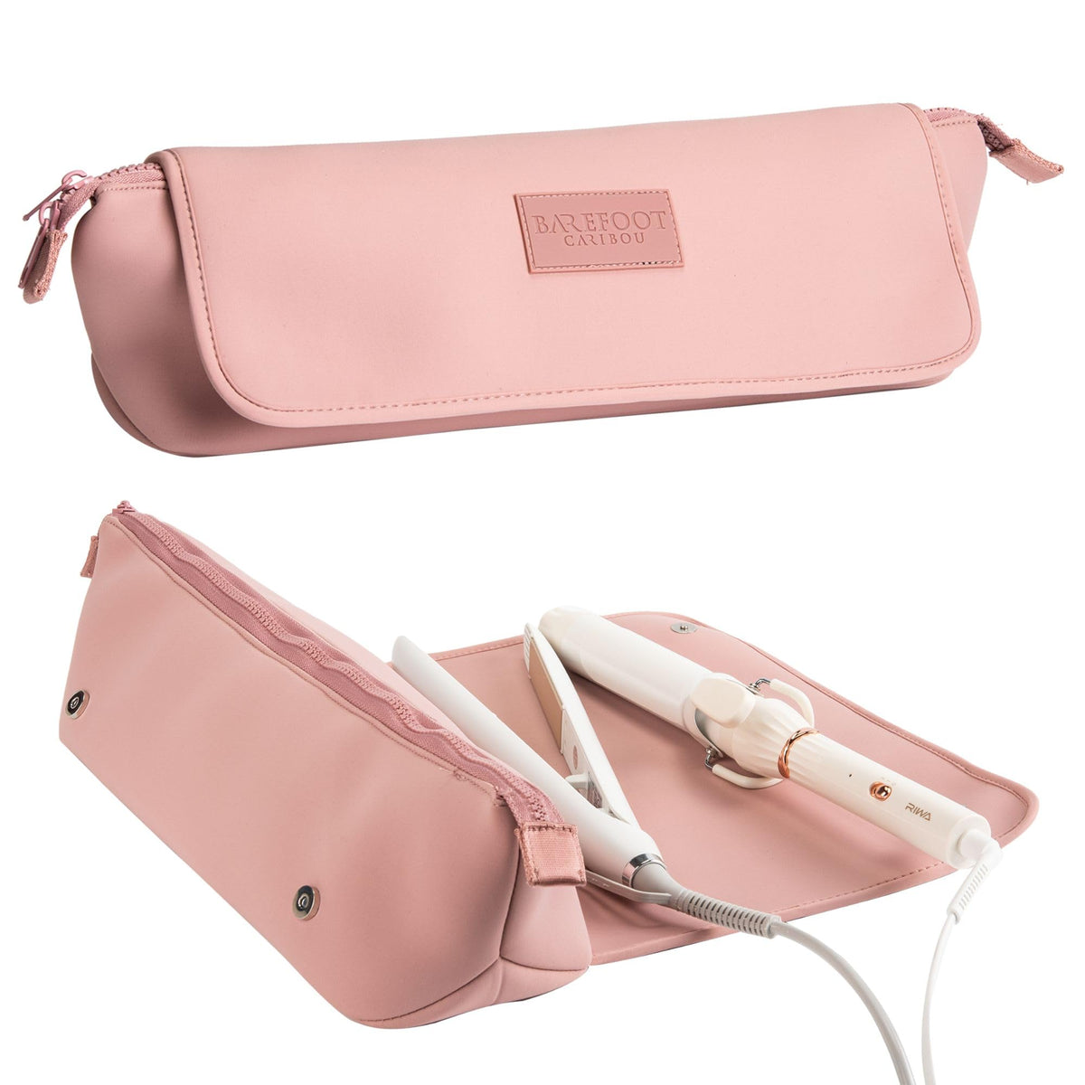 Barefoot Caribou travel bag in Dune color showing interior pockets for organized tools and accessories
